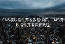 CMS模块插件开发教程详解，CMS模块插件开发详解教程