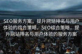 SEO服务方案，提升网站排名与用户体验的综合策略，SEO综合策略，提升网站排名与用户体验的服务方案