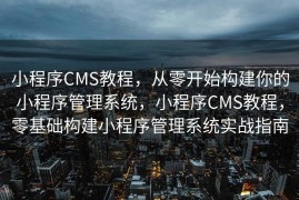 小程序CMS教程，从零开始构建你的小程序管理系统，小程序CMS教程，零基础构建小程序管理系统实战指南