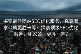 探索最佳网站SEO优化服务，究竟哪家公司更胜一筹？探索顶级SEO优化服务，哪家公司更胜一筹？
