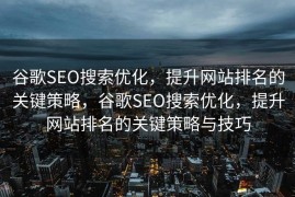 谷歌SEO搜索优化，提升网站排名的关键策略，谷歌SEO搜索优化，提升网站排名的关键策略与技巧