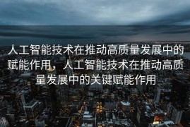 人工智能技术在推动高质量发展中的赋能作用，人工智能技术在推动高质量发展中的关键赋能作用