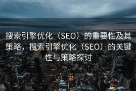 搜索引擎优化（SEO）的重要性及其策略，搜索引擎优化（SEO）的关键性与策略探讨