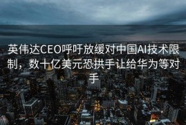 英伟达CEO呼吁放缓对中国AI技术限制，数十亿美元恐拱手让给华为等对手