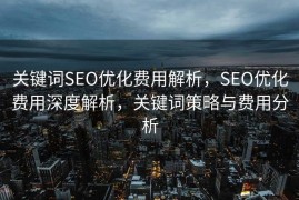 关键词SEO优化费用解析，SEO优化费用深度解析，关键词策略与费用分析