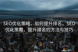 SEO优化策略，如何提升排名，SEO优化策略，提升排名的方法与技巧