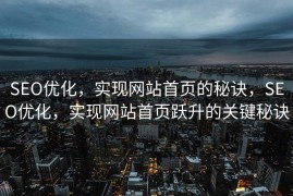 SEO优化，实现网站首页的秘诀，SEO优化，实现网站首页跃升的关键秘诀