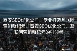 西安SEO优化公司，专业打造互联网营销新纪元，西安SEO优化公司，互联网营销新纪元的引领者