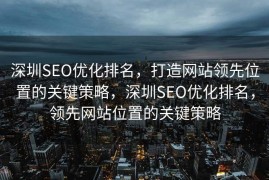 深圳SEO优化排名，打造网站领先位置的关键策略，深圳SEO优化排名，领先网站位置的关键策略