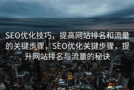 SEO优化技巧，提高网站排名和流量的关键步骤，SEO优化关键步骤，提升网站排名与流量的秘诀