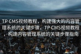 TP CMS视频教程，构建强大的内容管理系统的关键步骤，TP CMS视频教程，构建内容管理系统的关键步骤指南