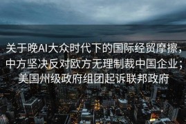 关于晚AI大众时代下的国际经贸摩擦，中方坚决反对欧方无理制裁中国企业；美国州级政府组团起诉联邦政府