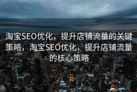 淘宝SEO优化，提升店铺流量的关键策略，淘宝SEO优化，提升店铺流量的核心策略