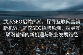 武汉SEO招聘热潮，探寻互联网营销新机遇，武汉SEO招聘热潮，探寻互联网营销的新机遇与职业发展路径