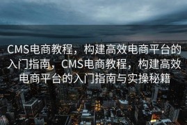 CMS电商教程，构建高效电商平台的入门指南，CMS电商教程，构建高效电商平台的入门指南与实操秘籍