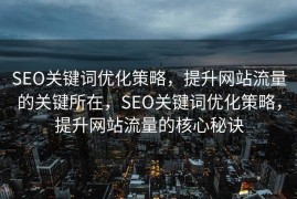 SEO关键词优化策略，提升网站流量的关键所在，SEO关键词优化策略，提升网站流量的核心秘诀