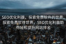 SEO优化利器，探索免费软件的世界，探索免费软件世界，SEO优化利器助你轻松提升网站排名