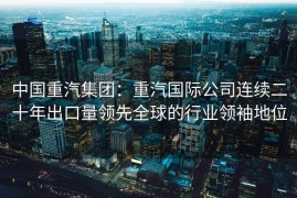 中国重汽集团：重汽国际公司连续二十年出口量领先全球的行业领袖地位