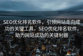 SEO优化排名软件，引领网站走向成功的关键工具，SEO优化排名软件，助力网站成功的关键利器