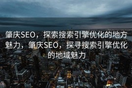 肇庆SEO，探索搜索引擎优化的地方魅力，肇庆SEO，探寻搜索引擎优化的地域魅力