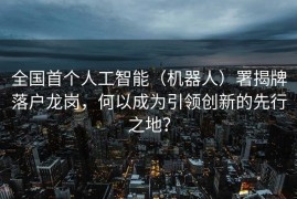 全国首个人工智能（机器人）署揭牌落户龙岗，何以成为引领创新的先行之地？
