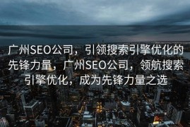 广州SEO公司，引领搜索引擎优化的先锋力量，广州SEO公司，领航搜索引擎优化，成为先锋力量之选
