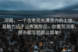 河南，一个古老而充满活力的土地，其魅力远不止表面所见。你要写河南，就不能写的那么简单！