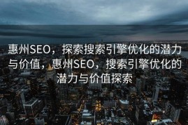 惠州SEO，探索搜索引擎优化的潜力与价值，惠州SEO，搜索引擎优化的潜力与价值探索