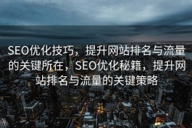 SEO优化技巧，提升网站排名与流量的关键所在，SEO优化秘籍，提升网站排名与流量的关键策略