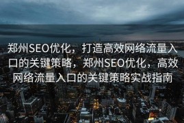 郑州SEO优化，打造高效网络流量入口的关键策略，郑州SEO优化，高效网络流量入口的关键策略实战指南