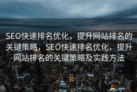 SEO快速排名优化，提升网站排名的关键策略，SEO快速排名优化，提升网站排名的关键策略及实践方法