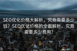 SEO优化价格大解析，究竟需要多少钱？SEO优化价格的全面解析，究竟需要多少费用？