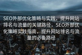 SEO外部优化策略与实践，提升网站排名与流量的关键路径，SEO外部优化策略实践指南，提升网站排名与流量的必备路径