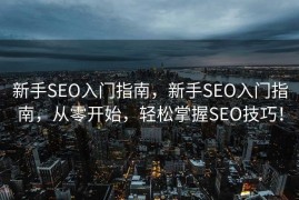 新手SEO入门指南，新手SEO入门指南，从零开始，轻松掌握SEO技巧！