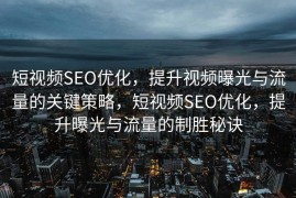 短视频SEO优化，提升视频曝光与流量的关键策略，短视频SEO优化，提升曝光与流量的制胜秘诀