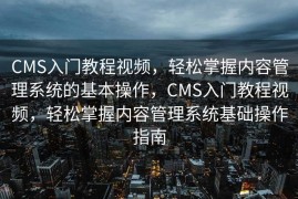 CMS入门教程视频，轻松掌握内容管理系统的基本操作，CMS入门教程视频，轻松掌握内容管理系统基础操作指南
