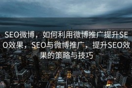 SEO微博，如何利用微博推广提升SEO效果，SEO与微博推广，提升SEO效果的策略与技巧