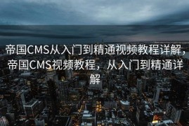 帝国CMS从入门到精通视频教程详解，帝国CMS视频教程，从入门到精通详解