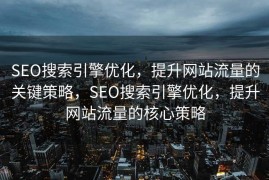 SEO搜索引擎优化，提升网站流量的关键策略，SEO搜索引擎优化，提升网站流量的核心策略