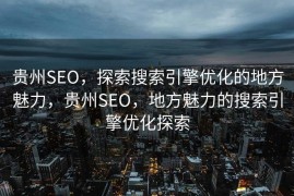 贵州SEO，探索搜索引擎优化的地方魅力，贵州SEO，地方魅力的搜索引擎优化探索