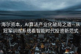 海尔资本，AI算法产业化破局之道—从冠军训练系统看智能时代投资新范式