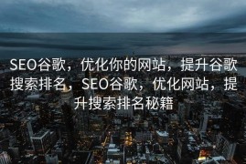 SEO谷歌，优化你的网站，提升谷歌搜索排名，SEO谷歌，优化网站，提升搜索排名秘籍