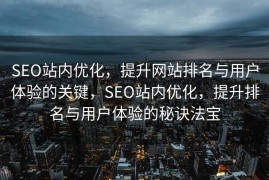SEO站内优化，提升网站排名与用户体验的关键，SEO站内优化，提升排名与用户体验的秘诀法宝