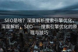 SEO是啥？深度解析搜索引擎优化，深度解析，SEO——搜索引擎优化的原理与技巧