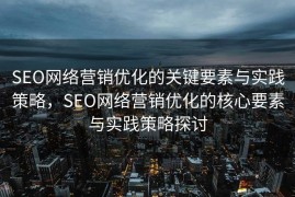 SEO网络营销优化的关键要素与实践策略，SEO网络营销优化的核心要素与实践策略探讨