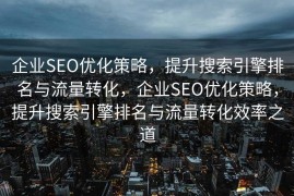 企业SEO优化策略，提升搜索引擎排名与流量转化，企业SEO优化策略，提升搜索引擎排名与流量转化效率之道