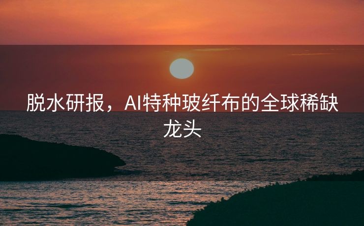 脱水研报，AI特种玻纤布的全球稀缺龙头