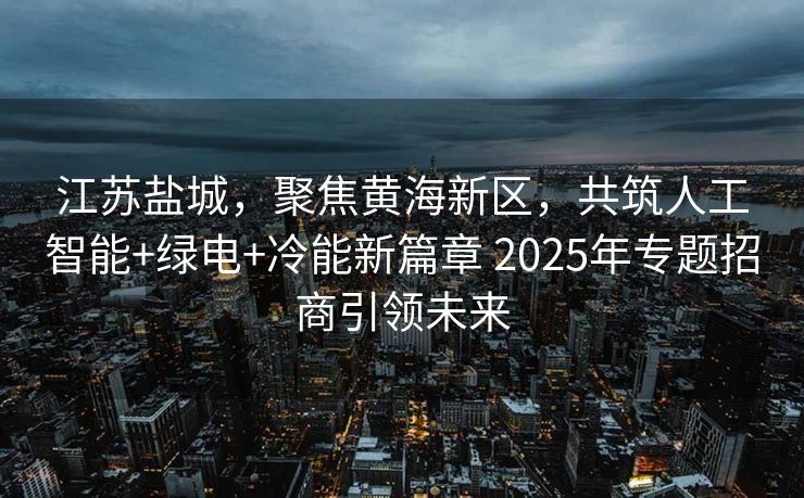 江苏盐城，聚焦黄海新区，共筑人工智能+绿电+冷能新篇章 2025年专题招商引领未来