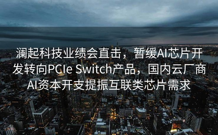 澜起科技业绩会直击，暂缓AI芯片开发转向PCIe Switch产品，国内云厂商AI资本开支提振互联类芯片需求