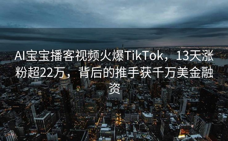 AI宝宝播客视频火爆TikTok，13天涨粉超22万，背后的推手获千万美金融资